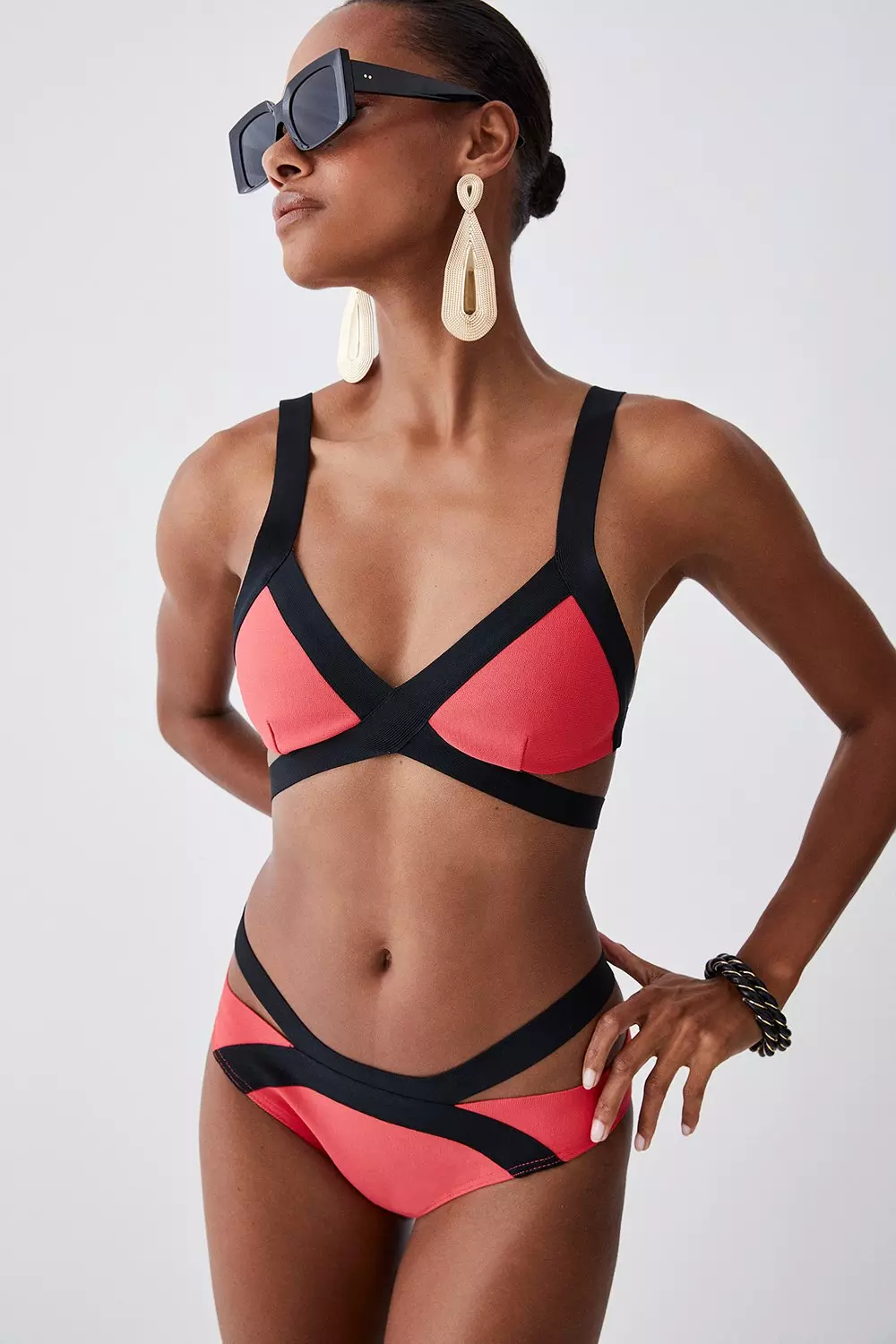 Colour cheap block bikini