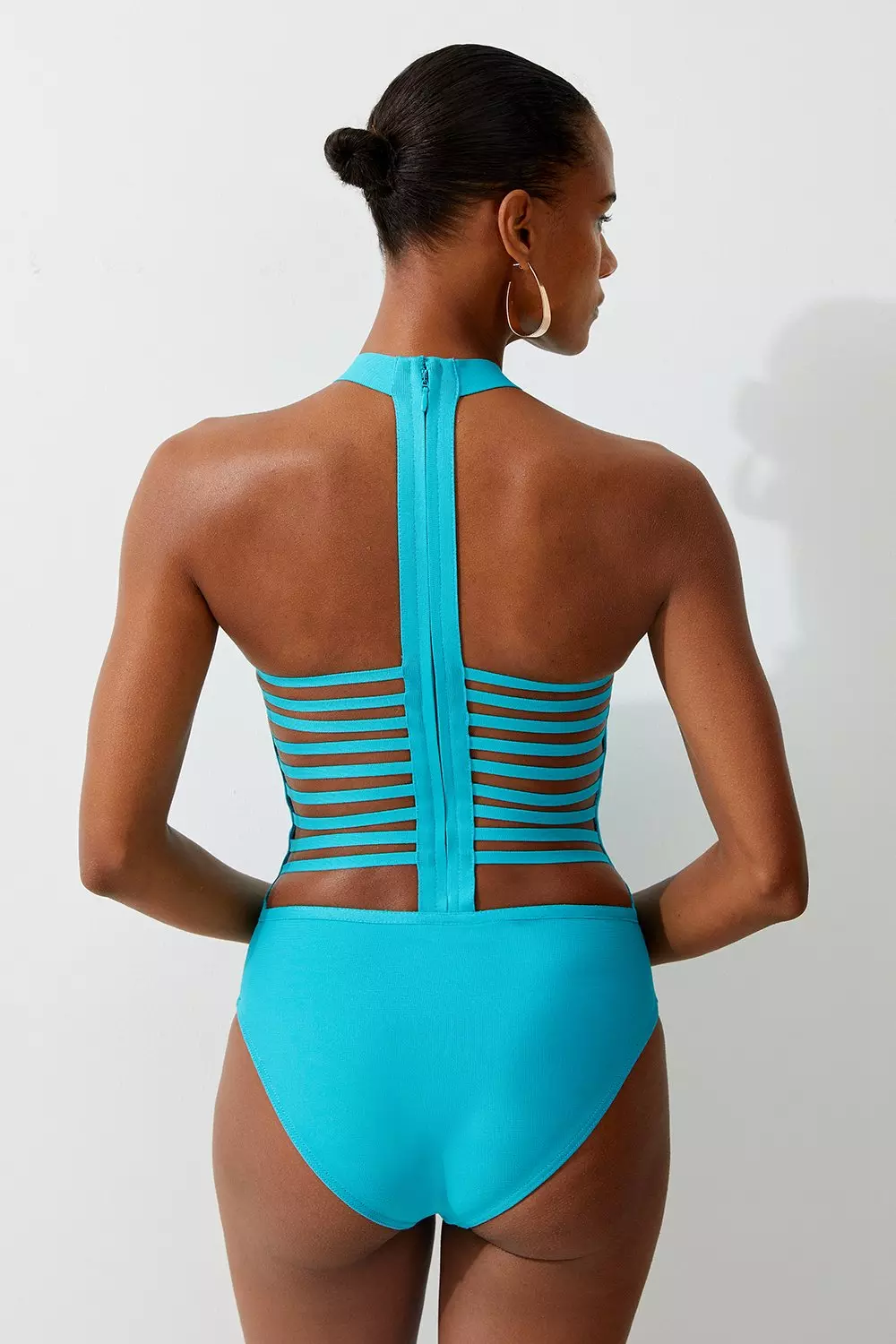 Bandage Halter Neck Strappy Bikini Top