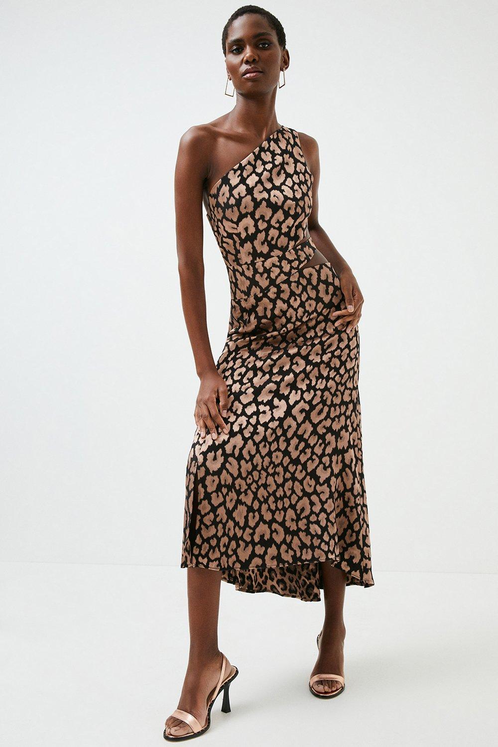 Karen millen asymmetric 2025 leopard lace dress