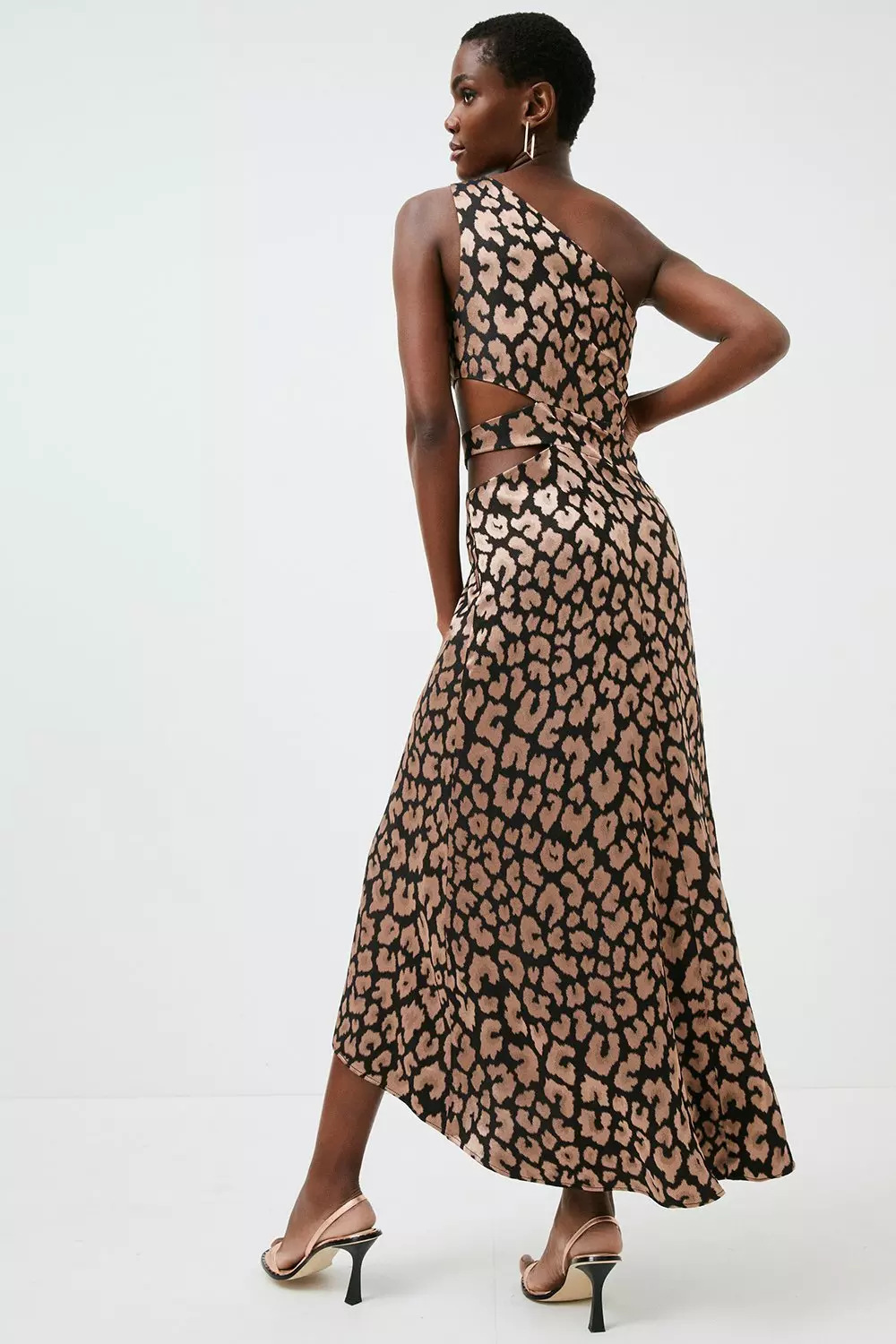 One shoulder leopard print on sale dress