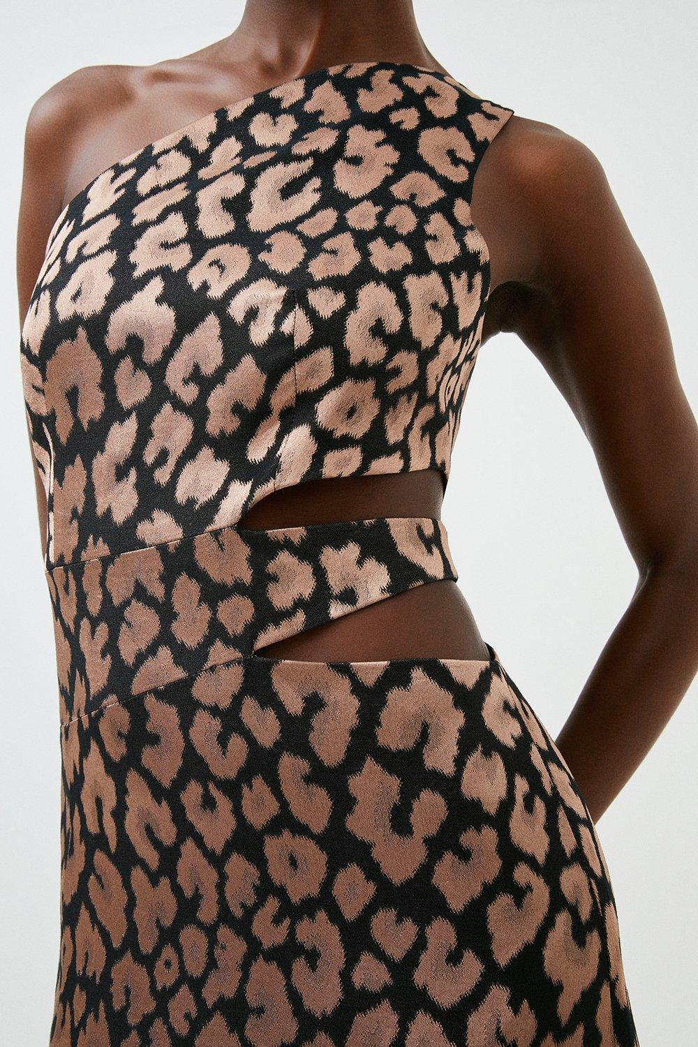 leopard one shoulder dress