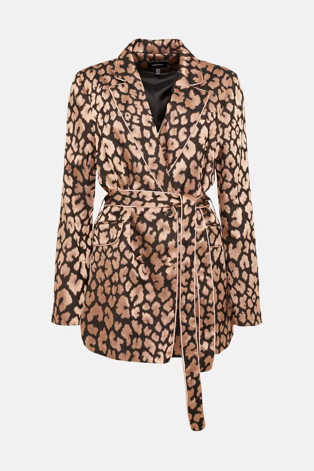 Single-breasted double crepe jacket with leopard print in Animal Print for