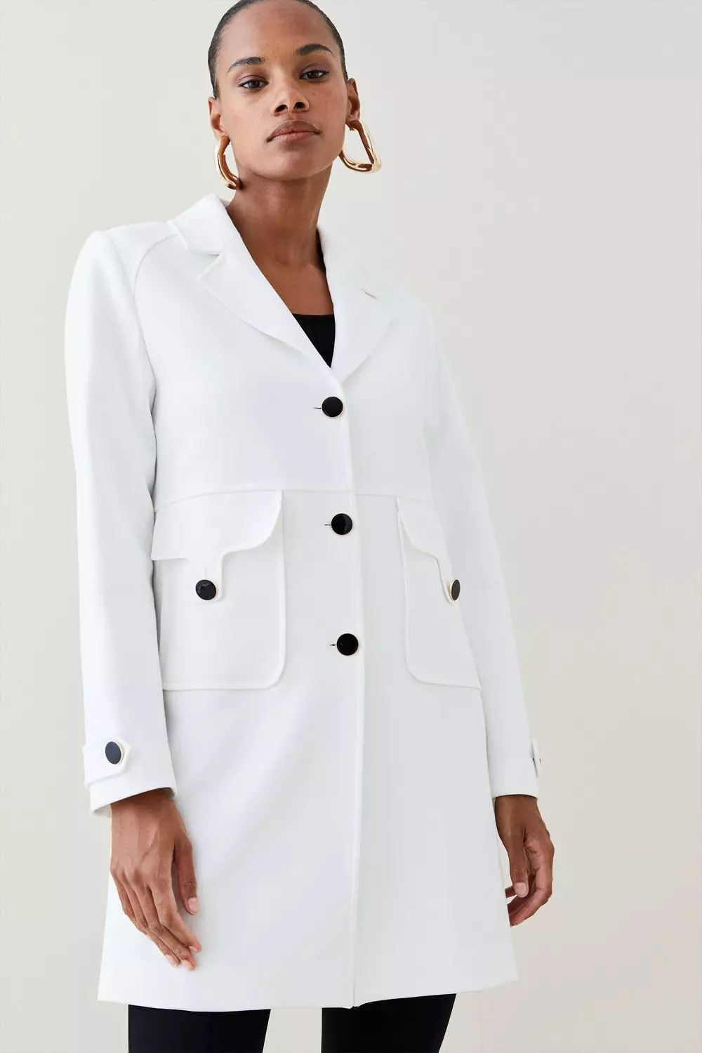 Compact Stretch Belted Double Breasted Maxi Coat | Karen Millen