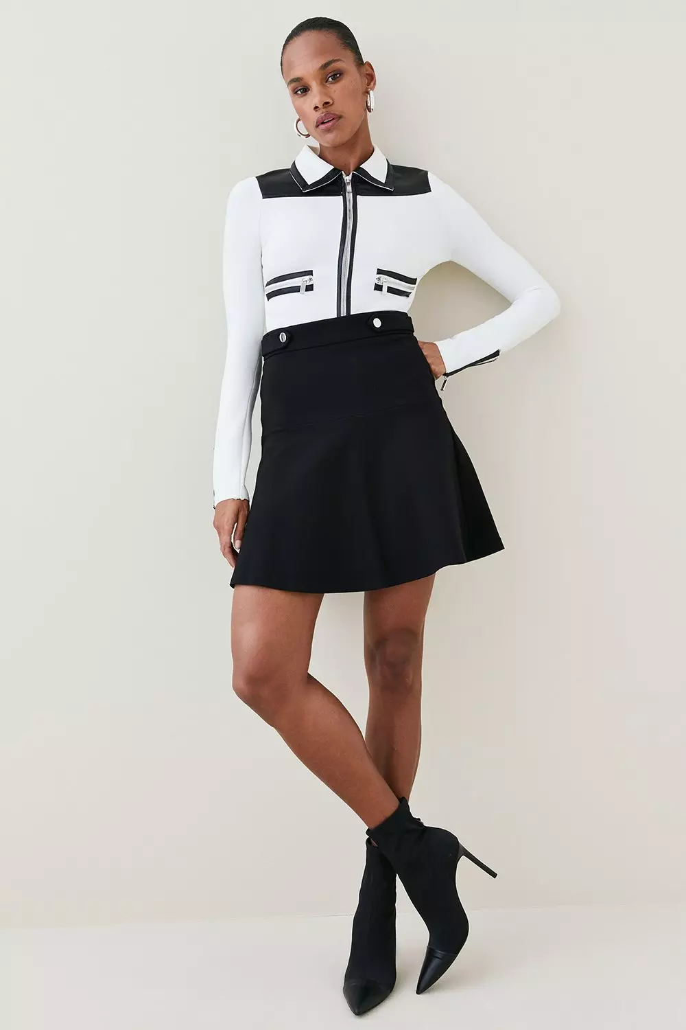 Flippy Ponte Mini Skirt - Black