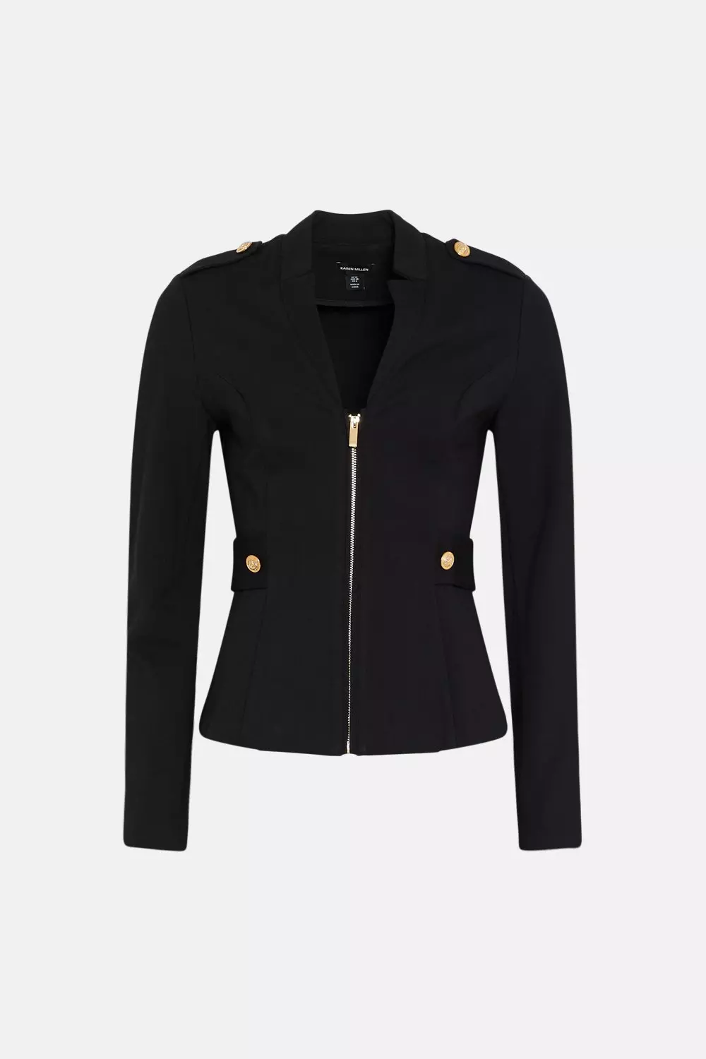 Petite Tailored Button Military Blazer