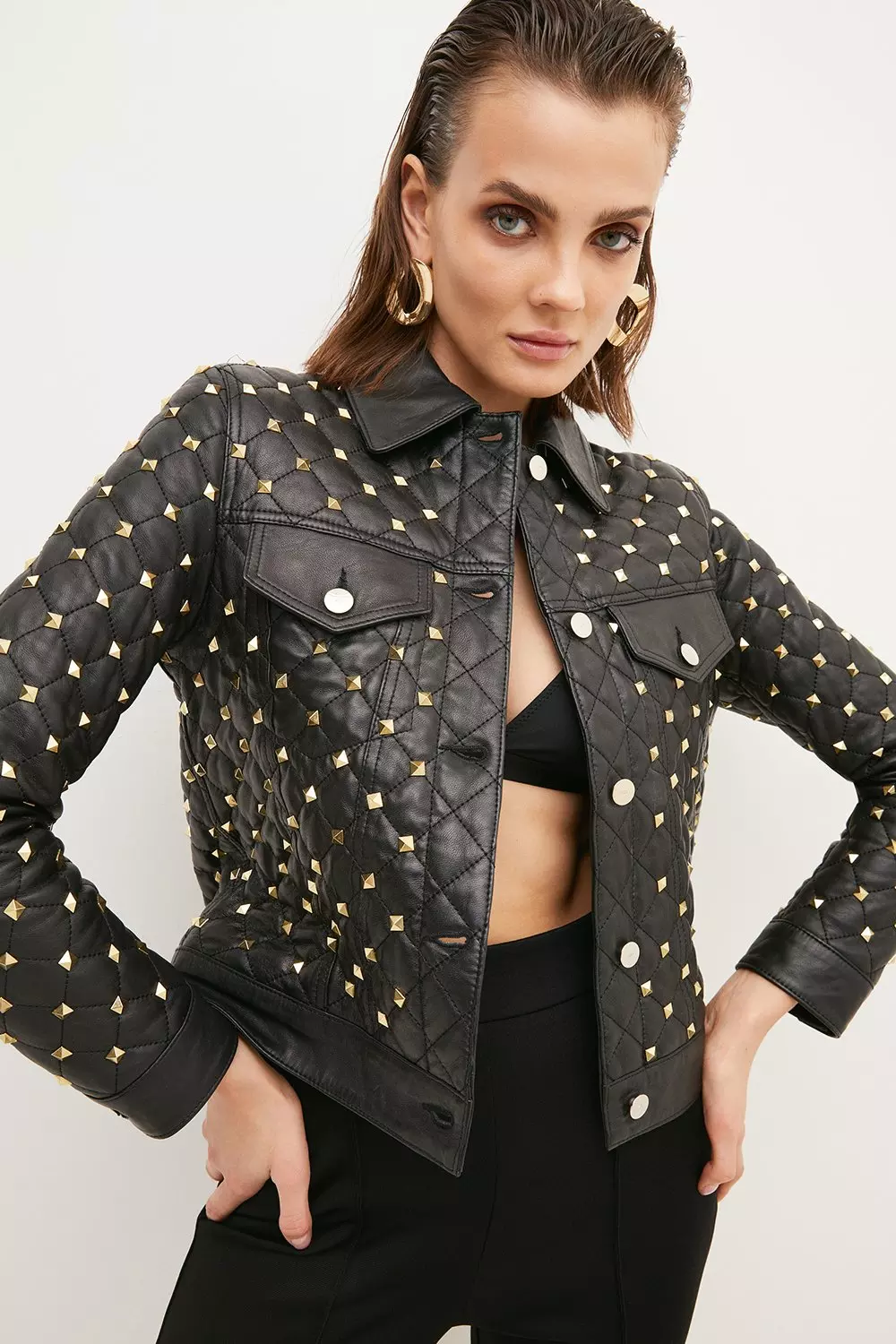 Karen millen 2025 studded leather jacket