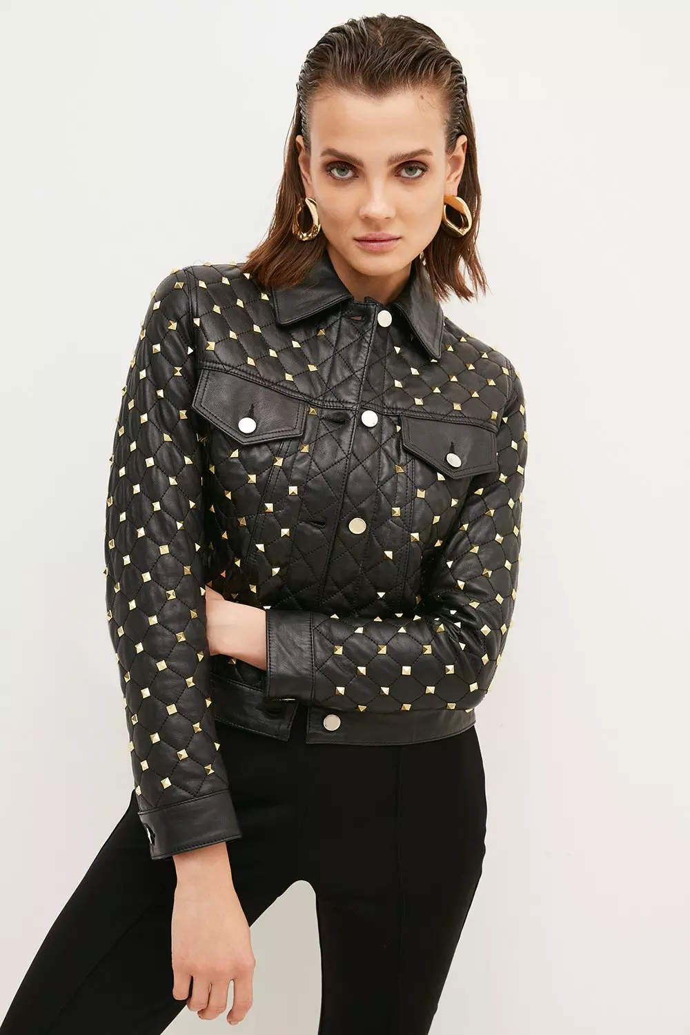 Zara studded biker on sale jacket