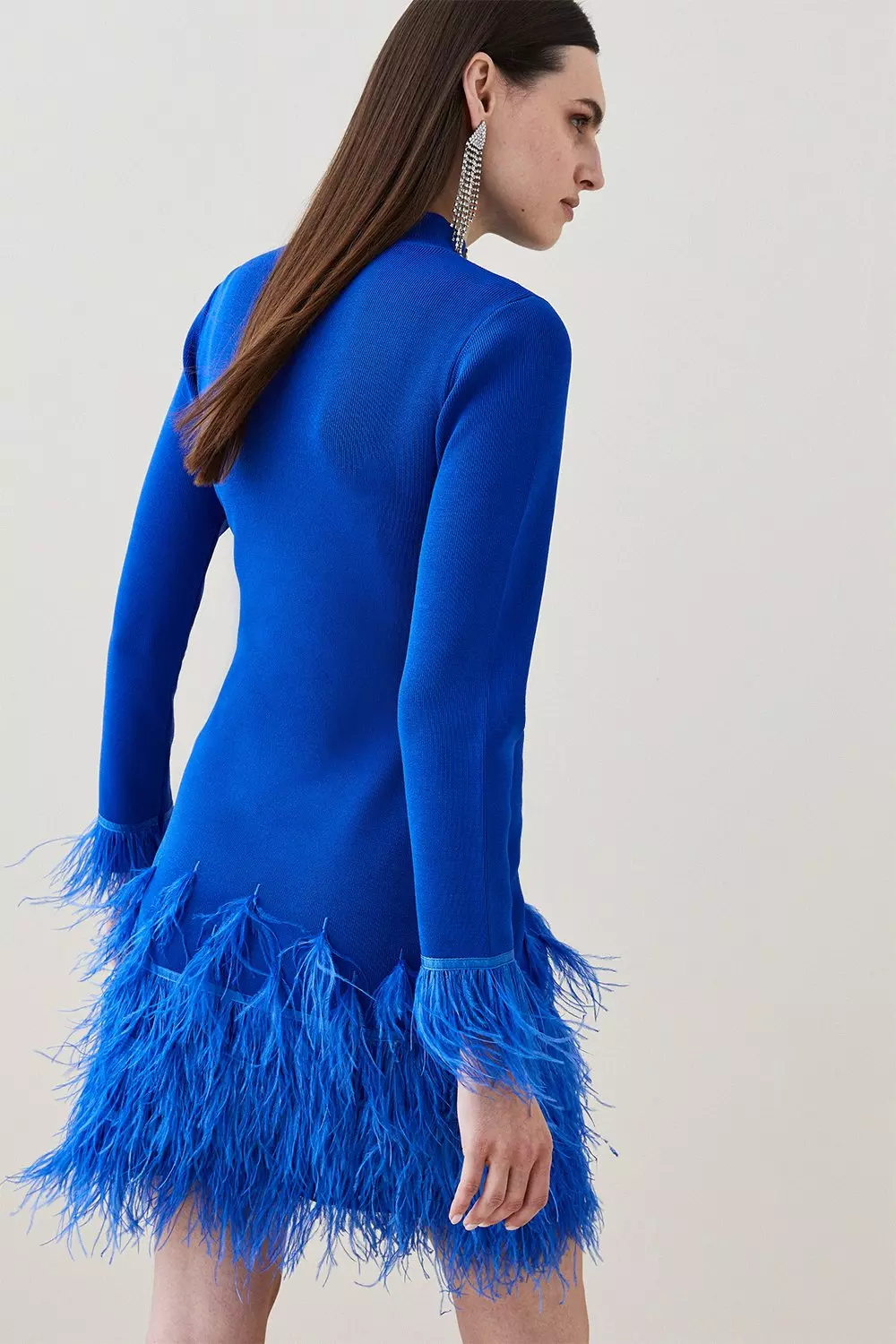 Feather Hem Knit Mini Dress | Karen Millen