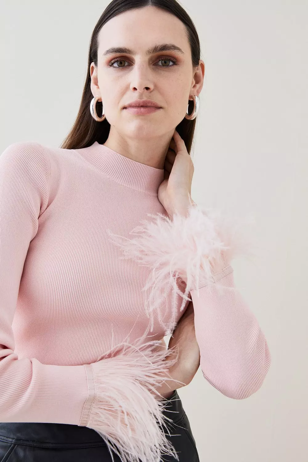 Feather Cuff Sweater | Karen Millen