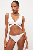 White Mesh Trim Double Strap Bikini Top 