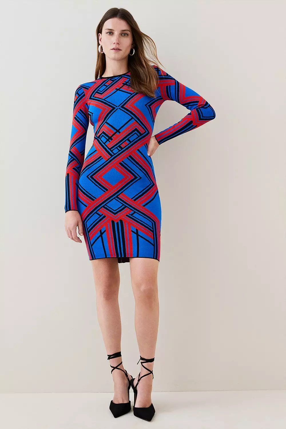 Karen millen stripe outlet knit dress