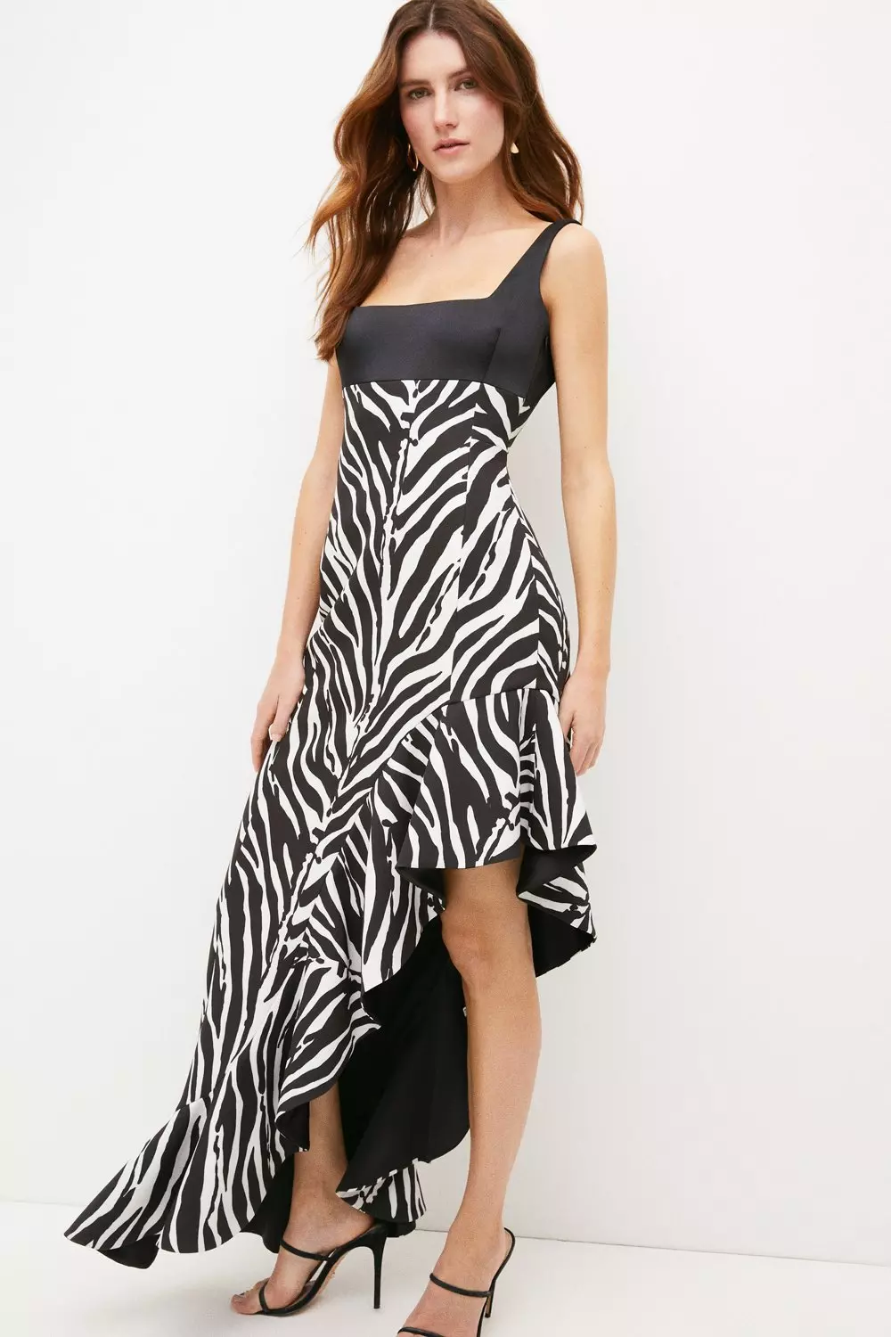 Printed Midi Dress with Shirred Top - The Style Room