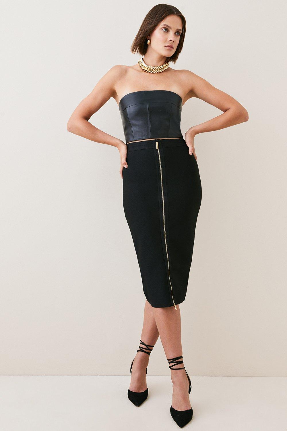 Bodycon midi shop skirt with zip