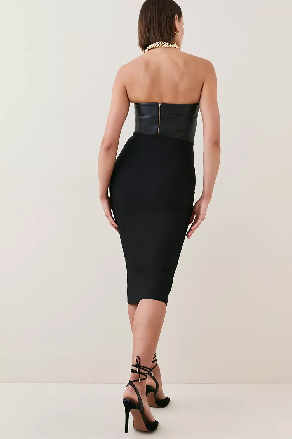 Bandage Knit Zip Through Skirt Karen Millen