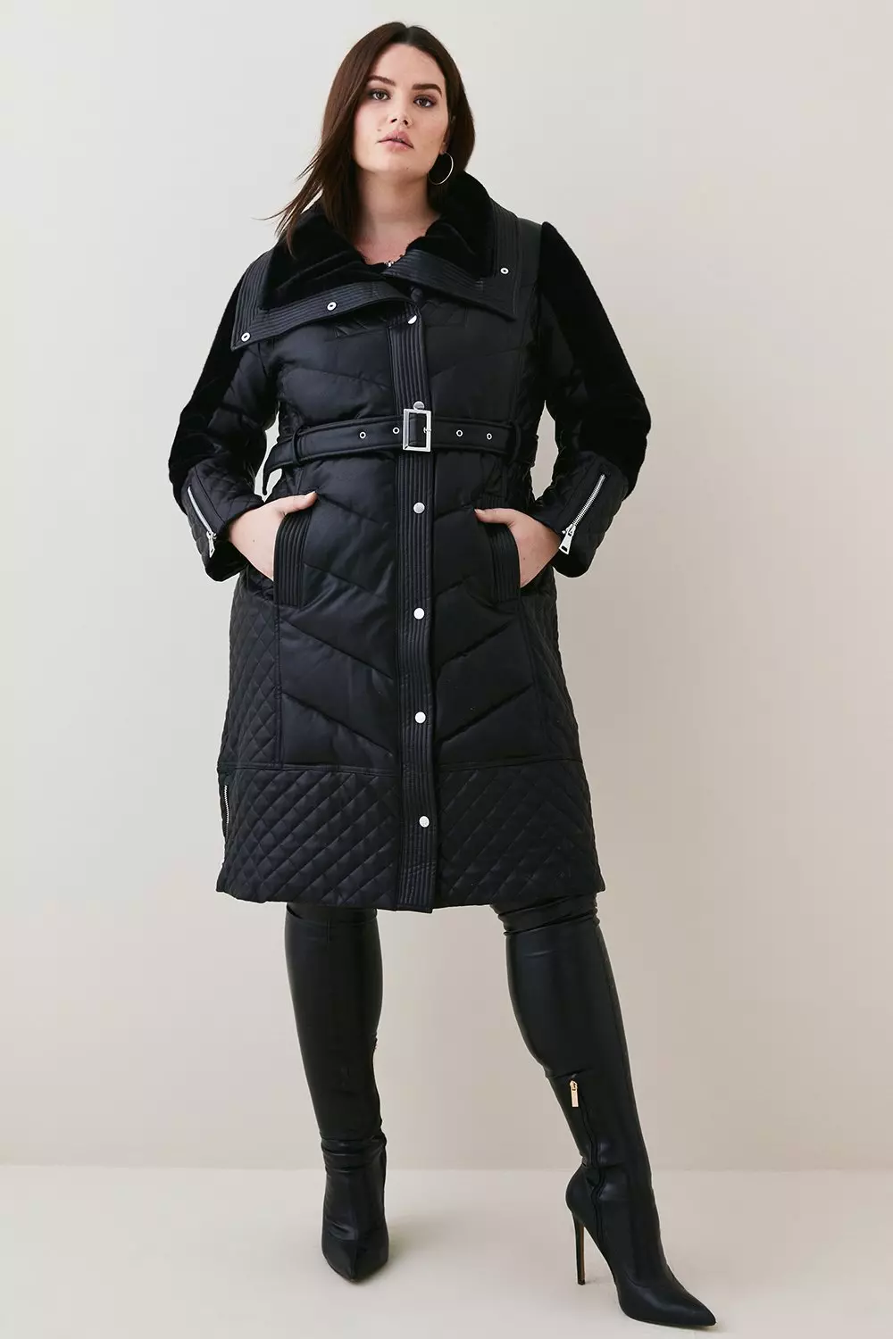 Karen millen longline hot sale quilted coat