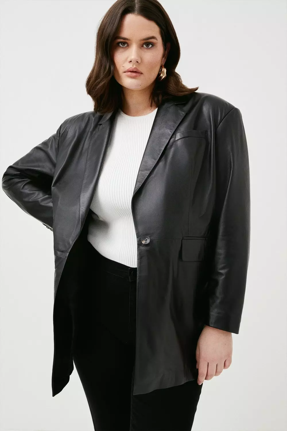 Karen millen 2025 longline leather jacket