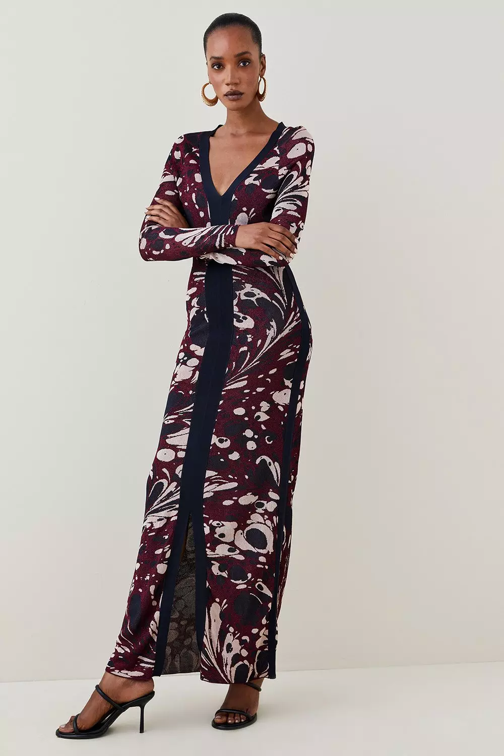 Marble Slinky Jacquard Knit Maxi Dress | Karen Millen