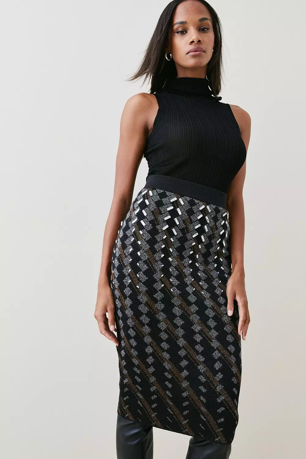 Karen millen animal discount print midi skirt