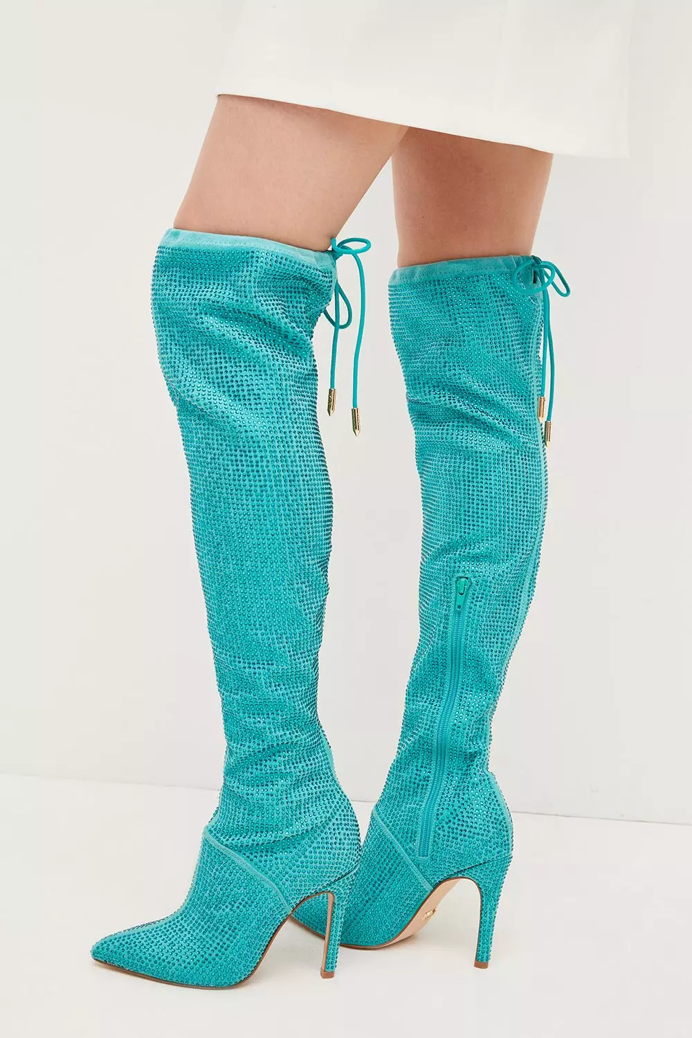 Teal thigh sales high boots