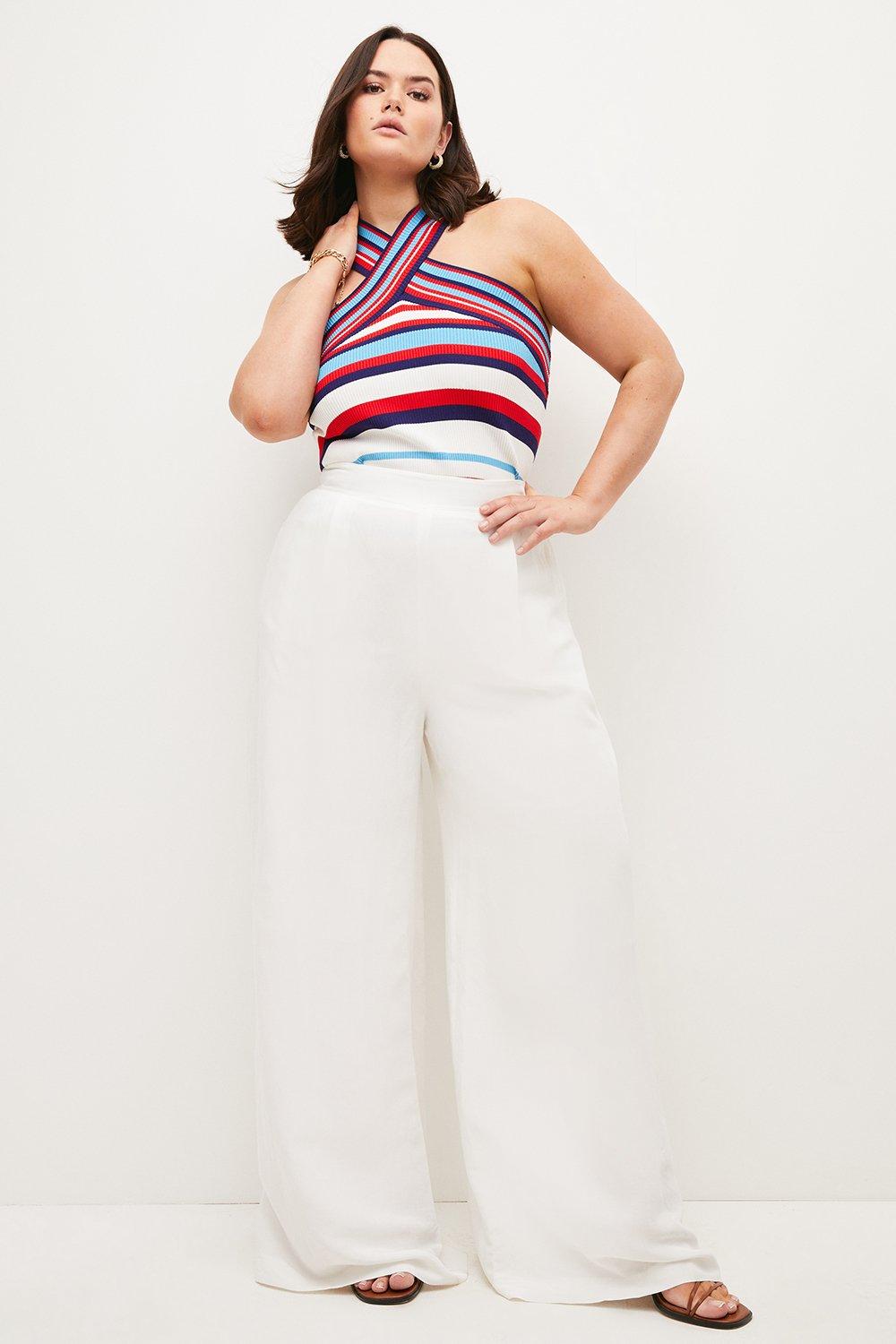 WHITE WIDE LINEN TROUSERS  Colmers Hill Fashion