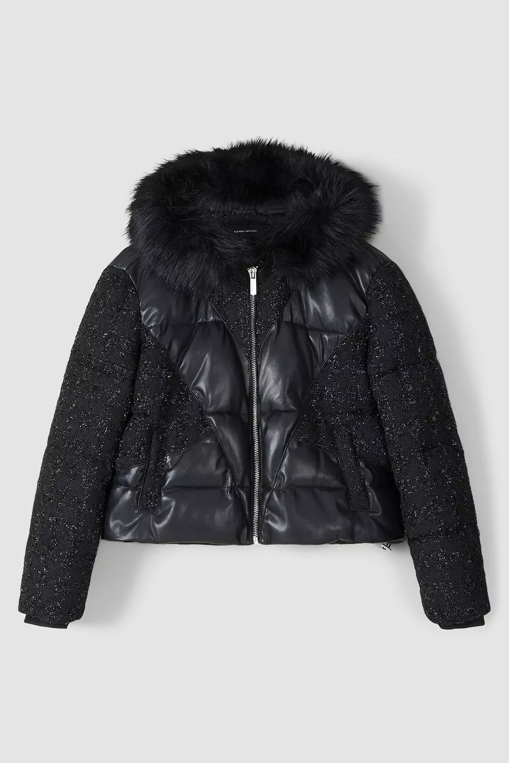 Contrast faux fur hooded best sale puffer coat