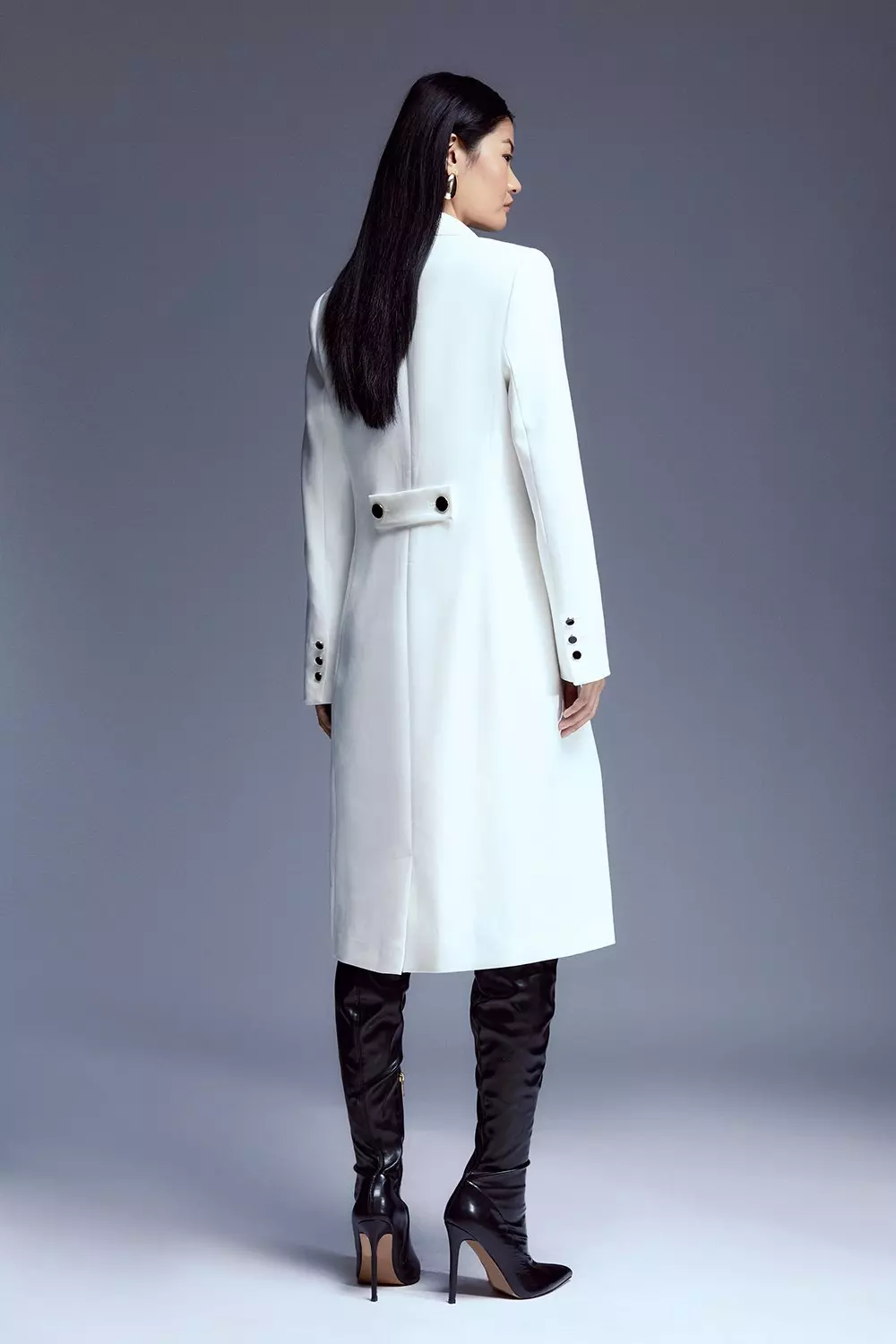 Compact Stretch Belted Double Breasted Maxi Coat | Karen Millen