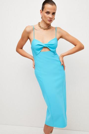 Figure Form Twist Front Strappy Midi Dress turquoise
