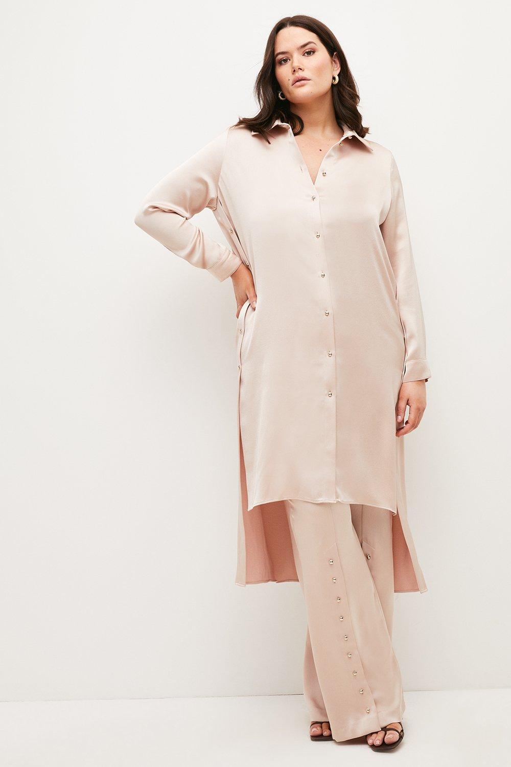 plus size satin shirt dress