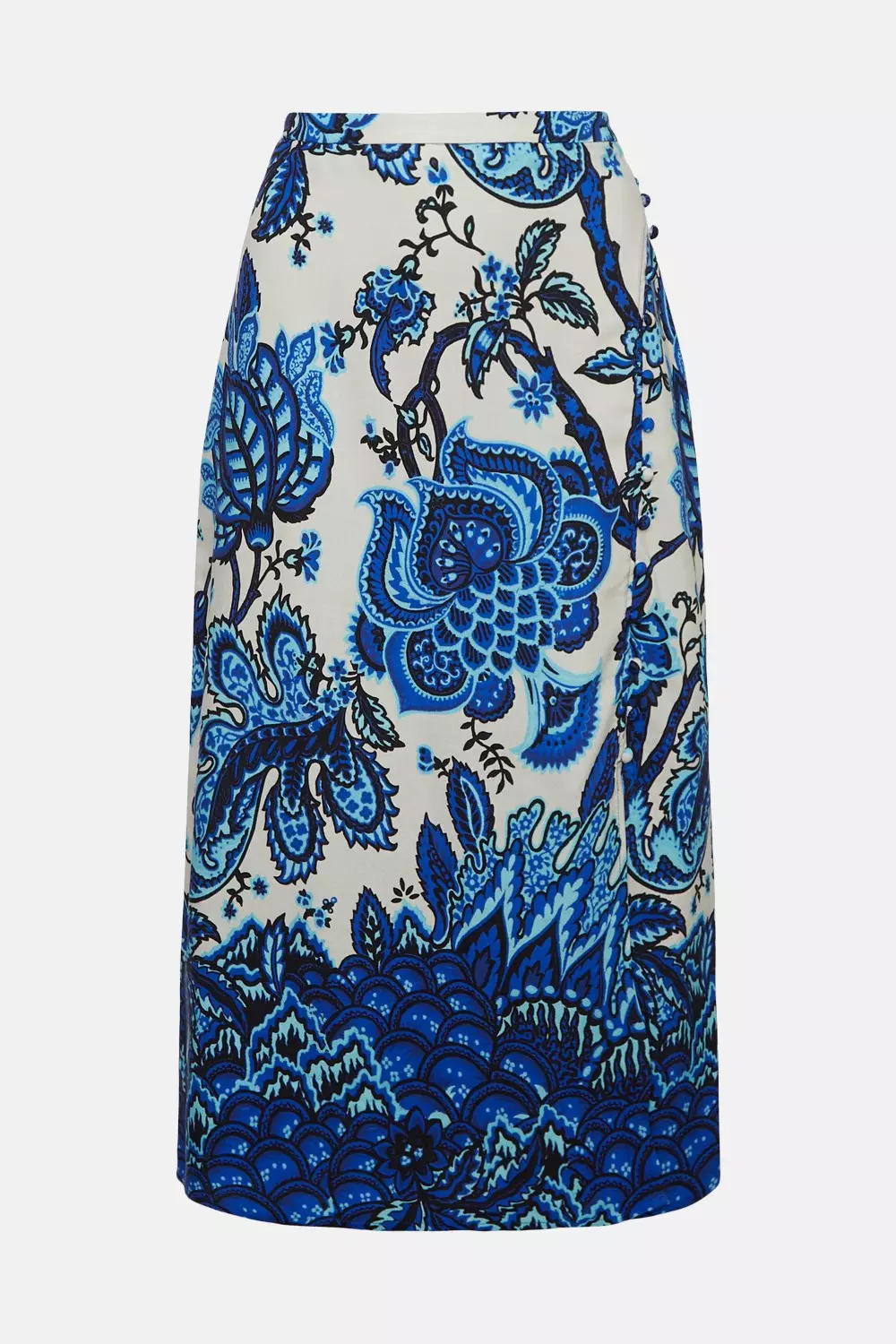 Baroque Tile Woven Midi Wrap Skirt