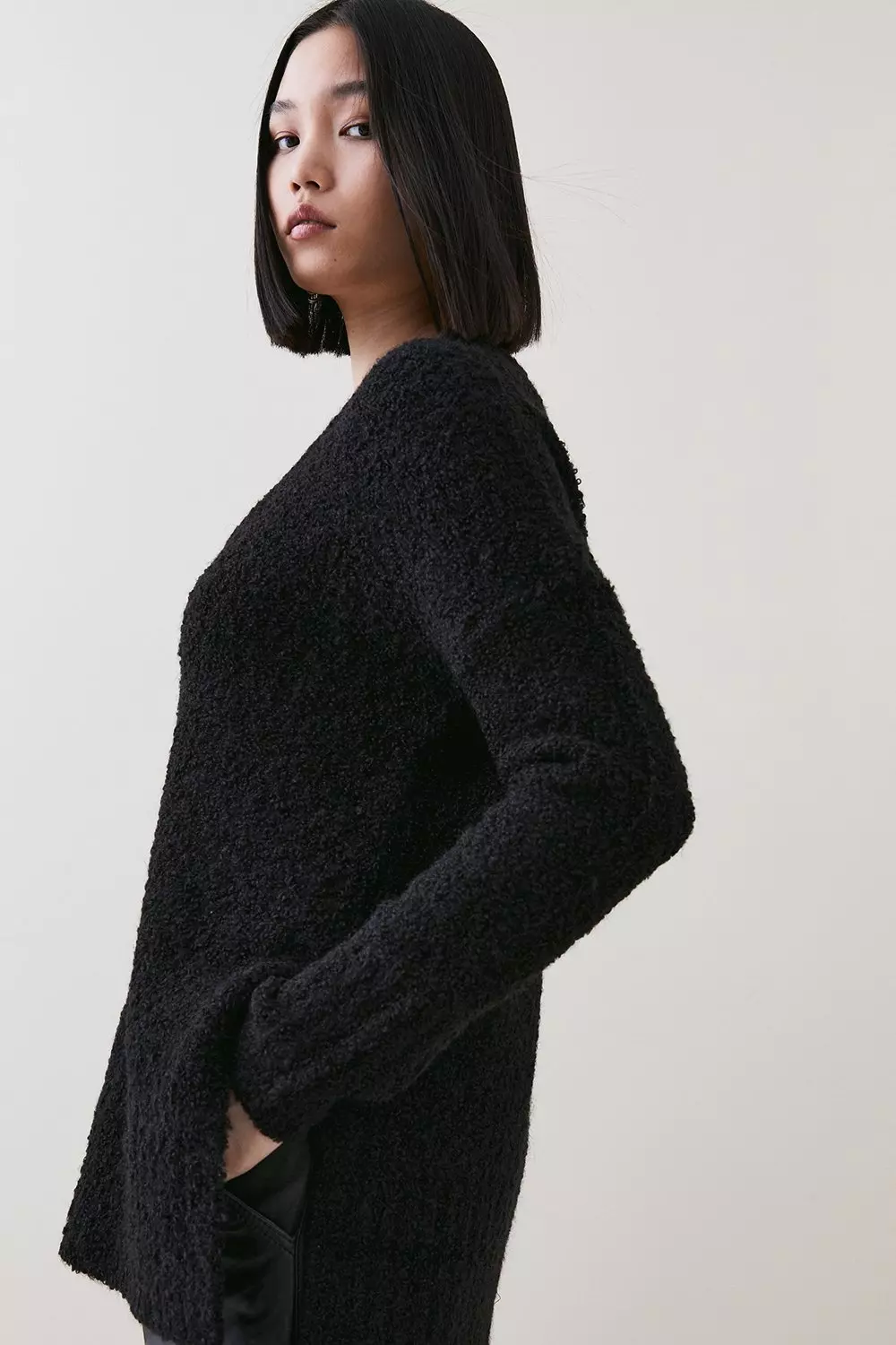 Black boucle sweater sale