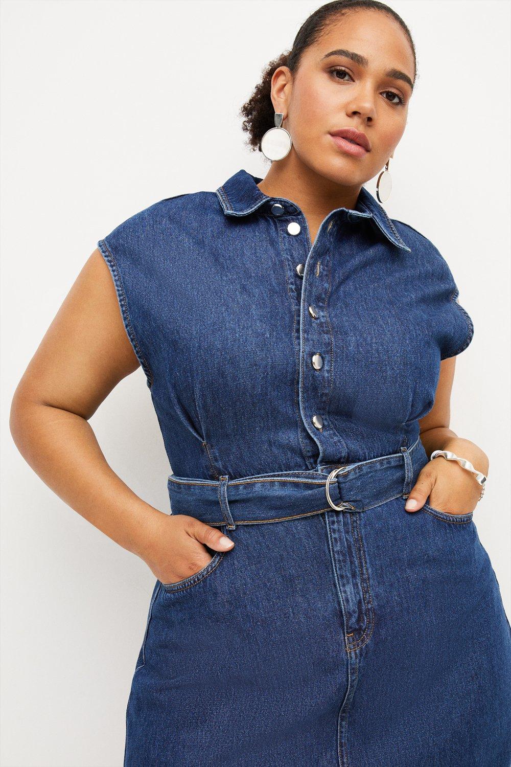 plus size denim shirtdress