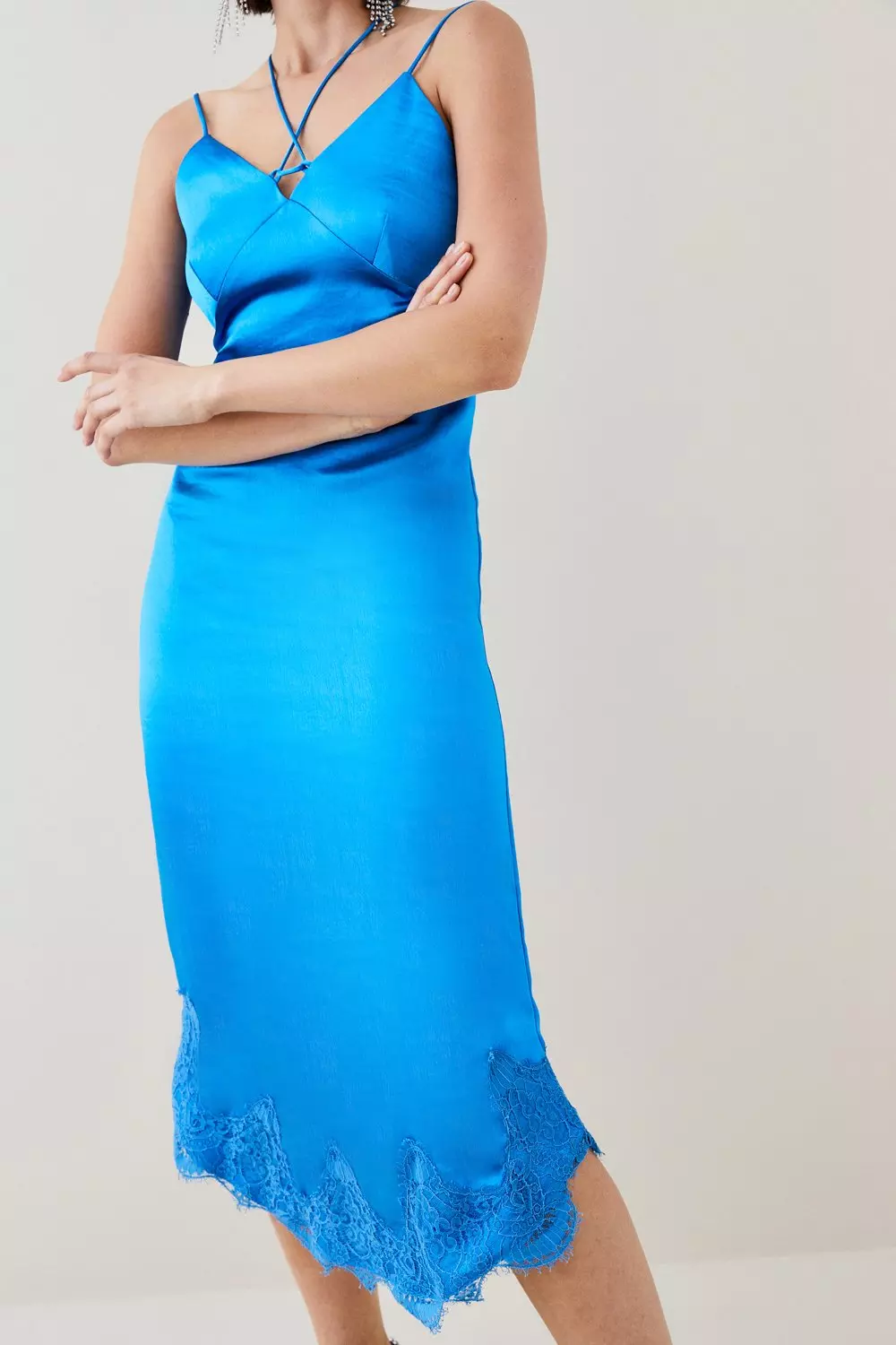 Karen millen blue satin hot sale dress