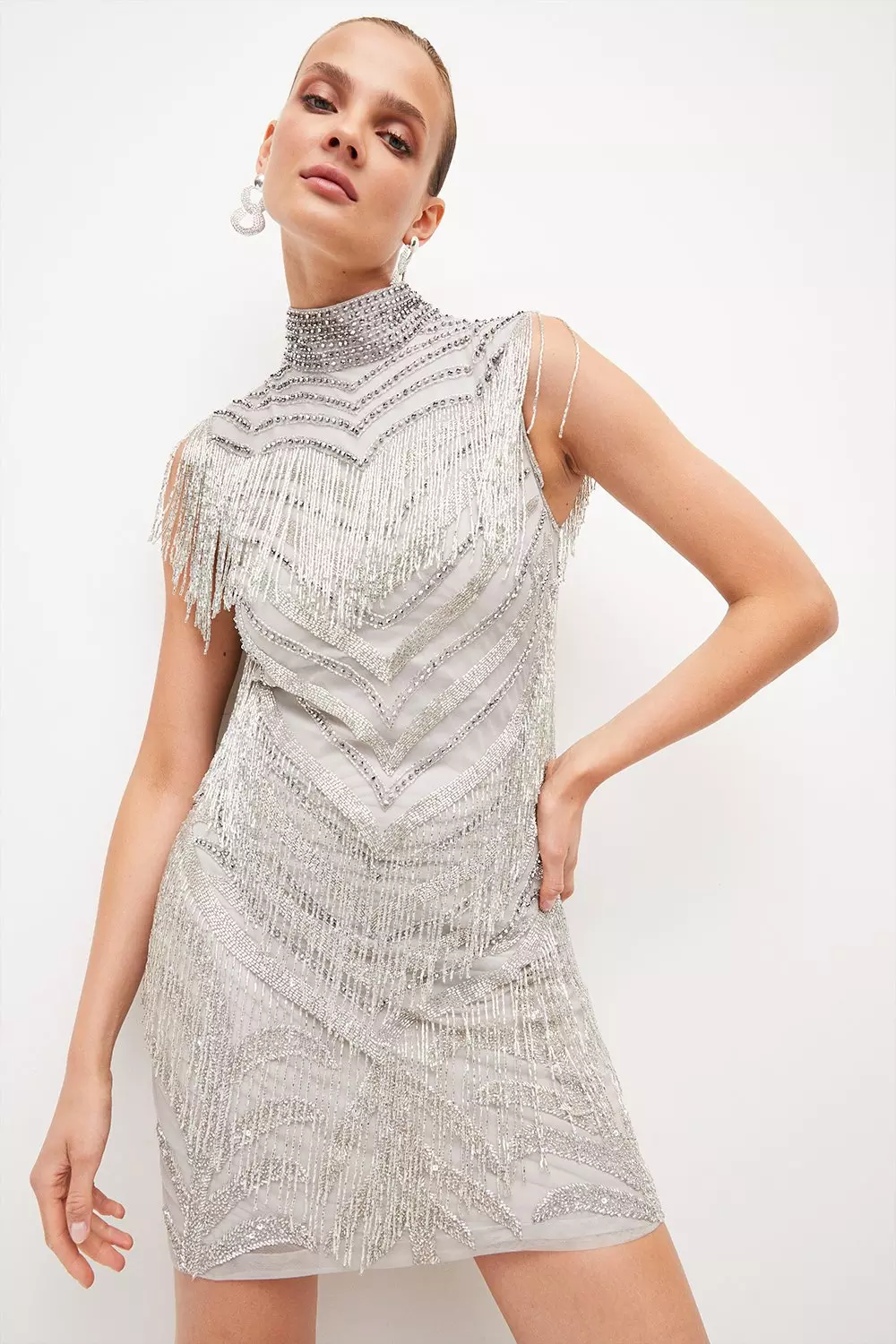 Silver high neck store dress