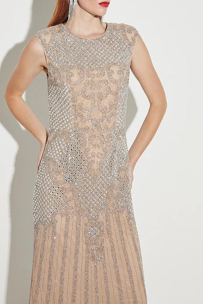 Koken voetstuk blijven Crystal Embellished Halter Maxi Dress | Karen Millen