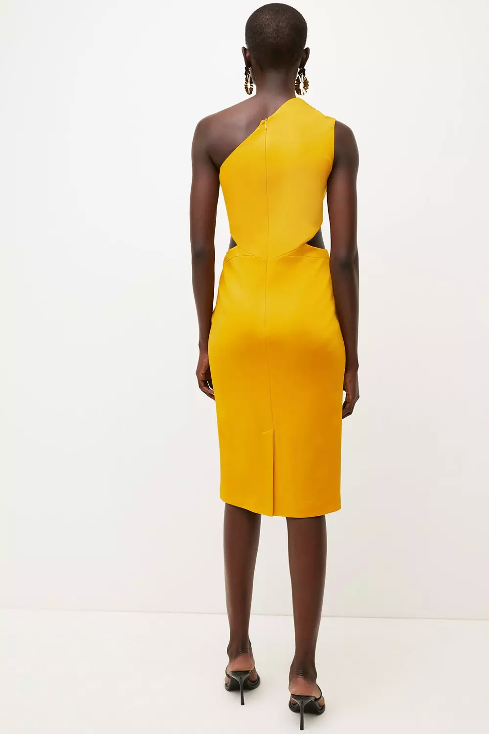 Italian Structured Stretch Asymmetric Midi Dress