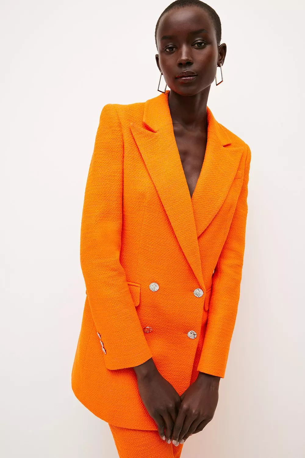 Orange boucle outlet coat