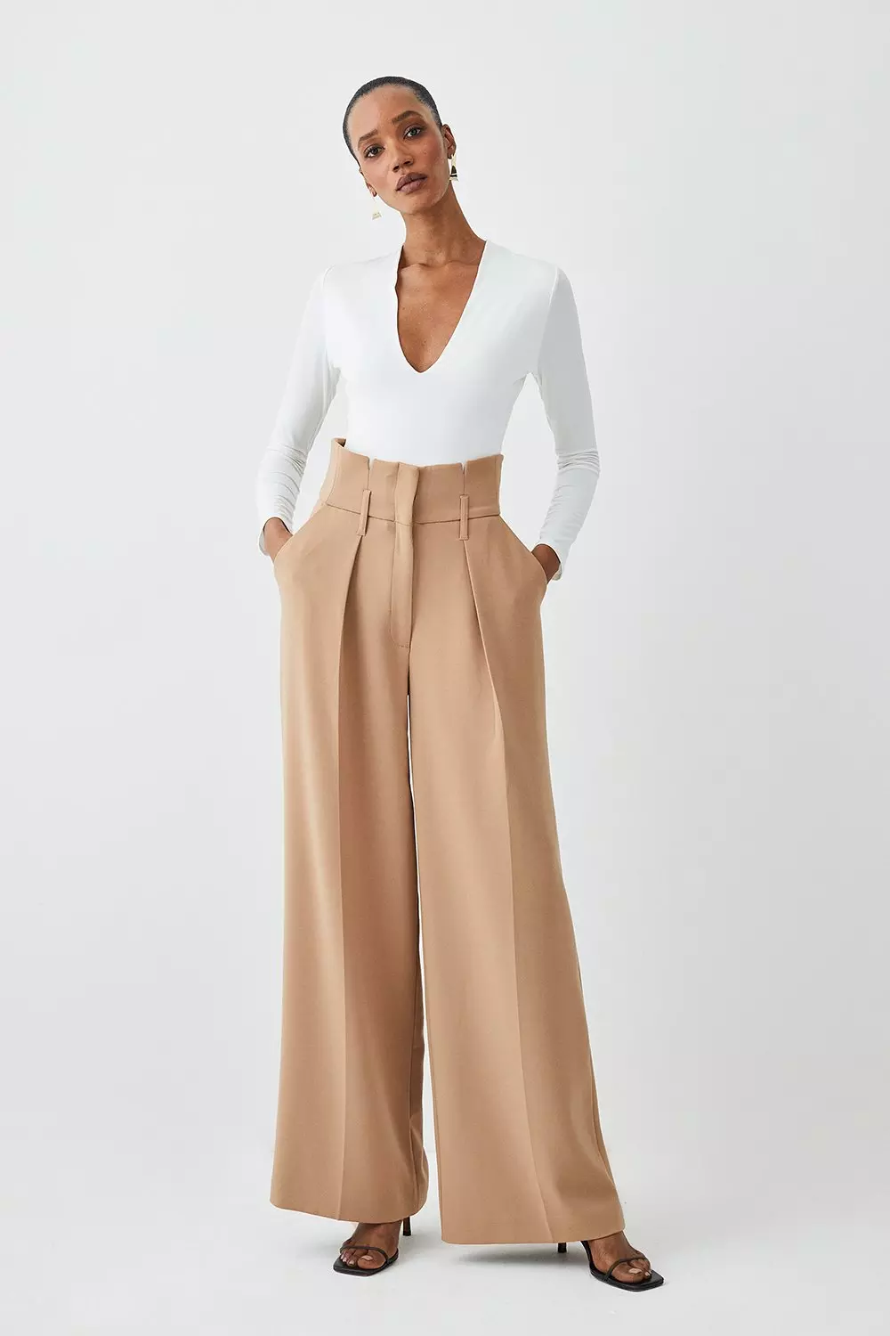 Elastic Trousers High Waist Wide Legs Pant