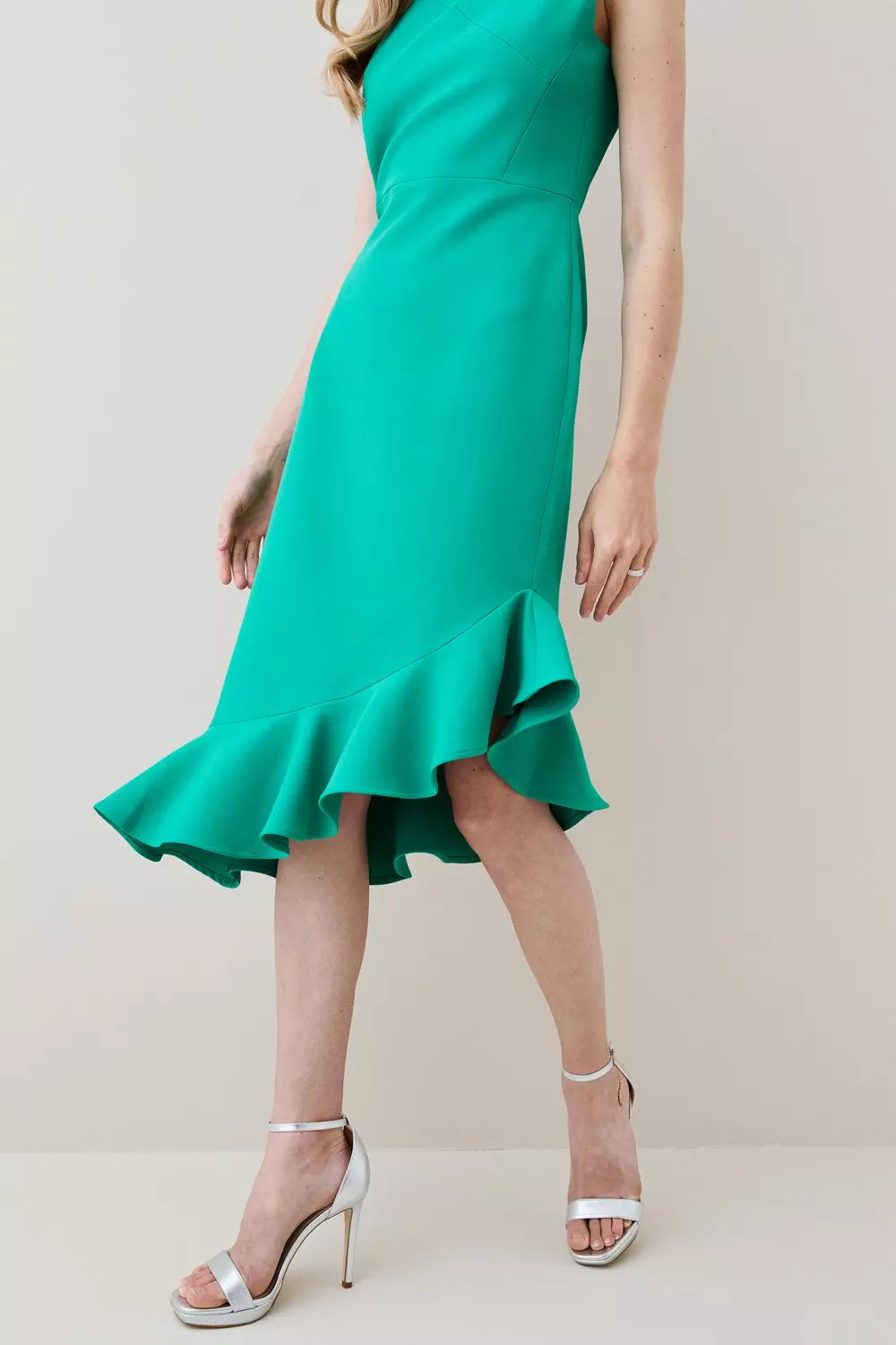 Calvin klein ruffle top hem midi dress