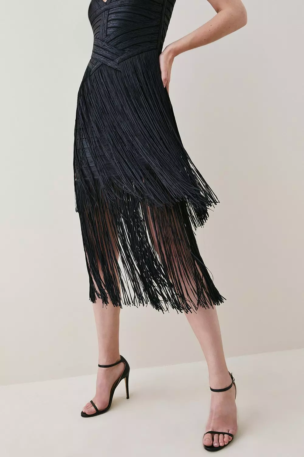 Karen millen black fringe deals dress