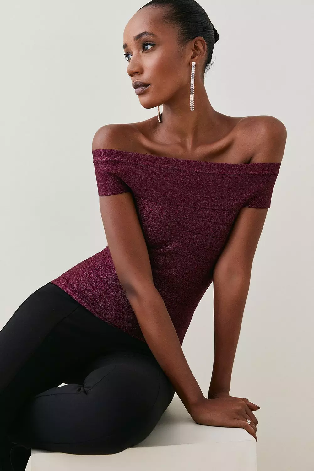 Burgundy discount bardot top