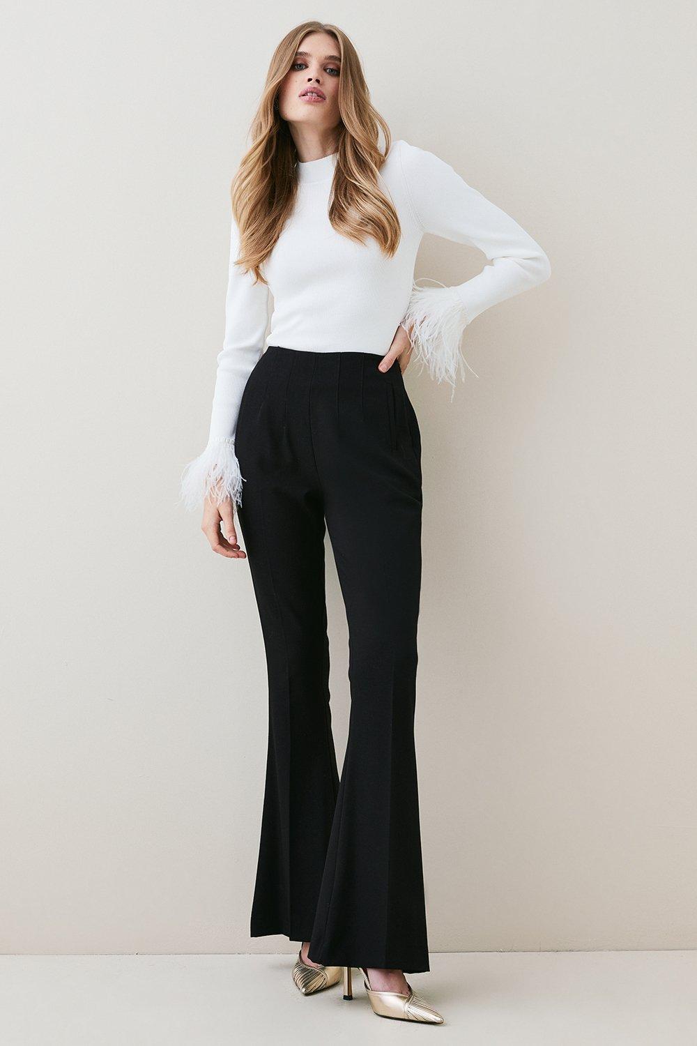 Sculpted High Waist Flared trousers (W/O Pocket)- Ultimate Black;1st A –  Nikki.KClothing