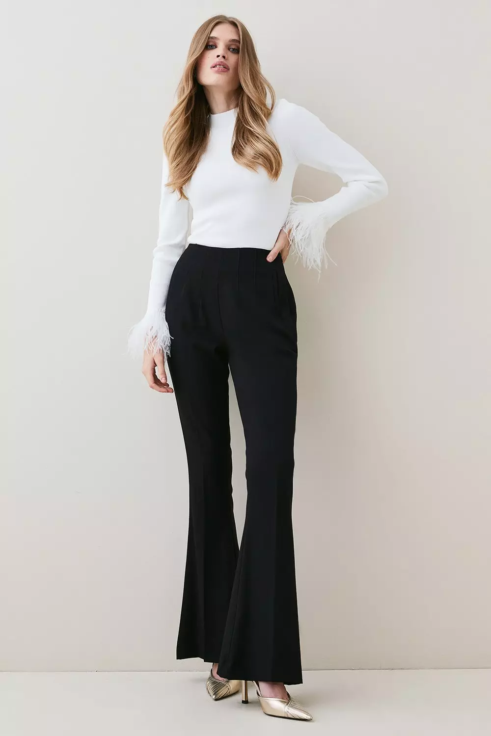 Formal High Waist Flared Trousers (with Pockets)- Ultimate Black; 1st –  Nikki.KClothing