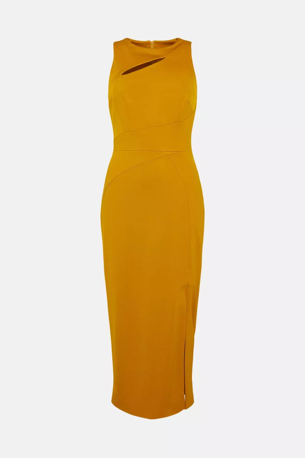 Yellow One Shoulder Draped Midi Dress