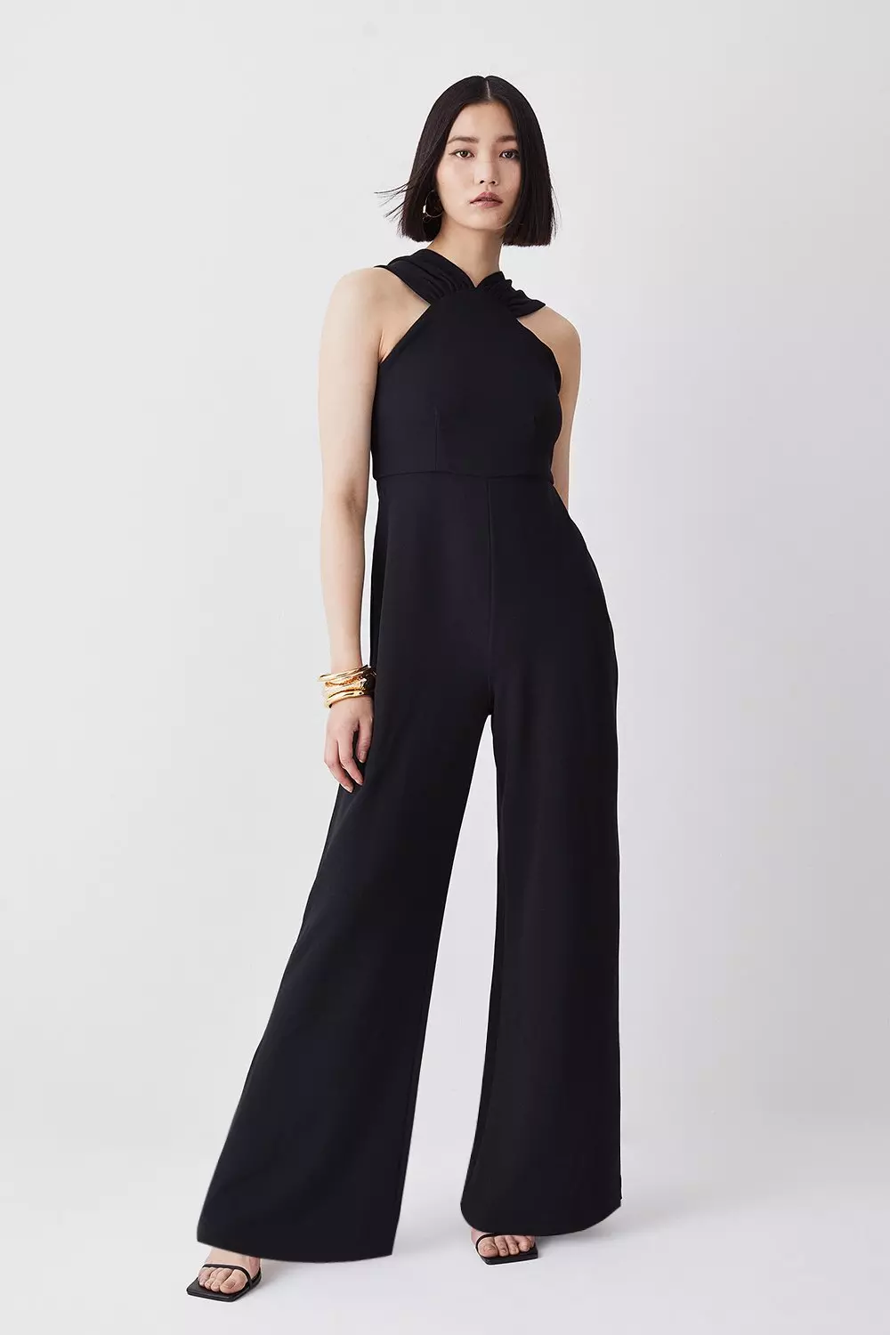 Black halter store top jumpsuit