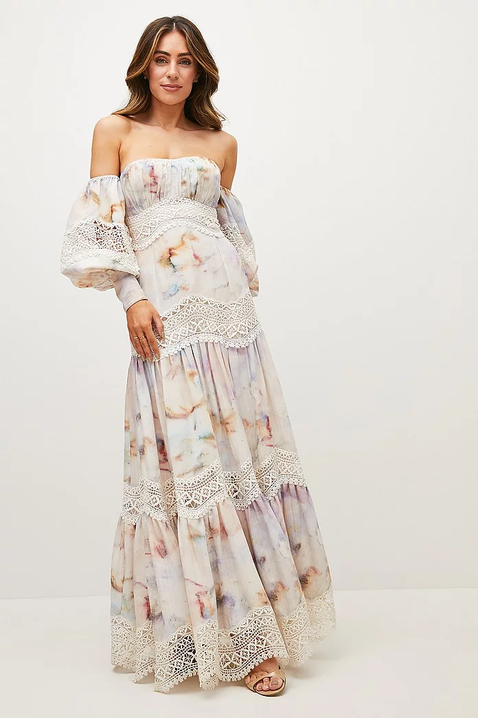 Lydia Millen Lace Trim Floral Maxi Dress