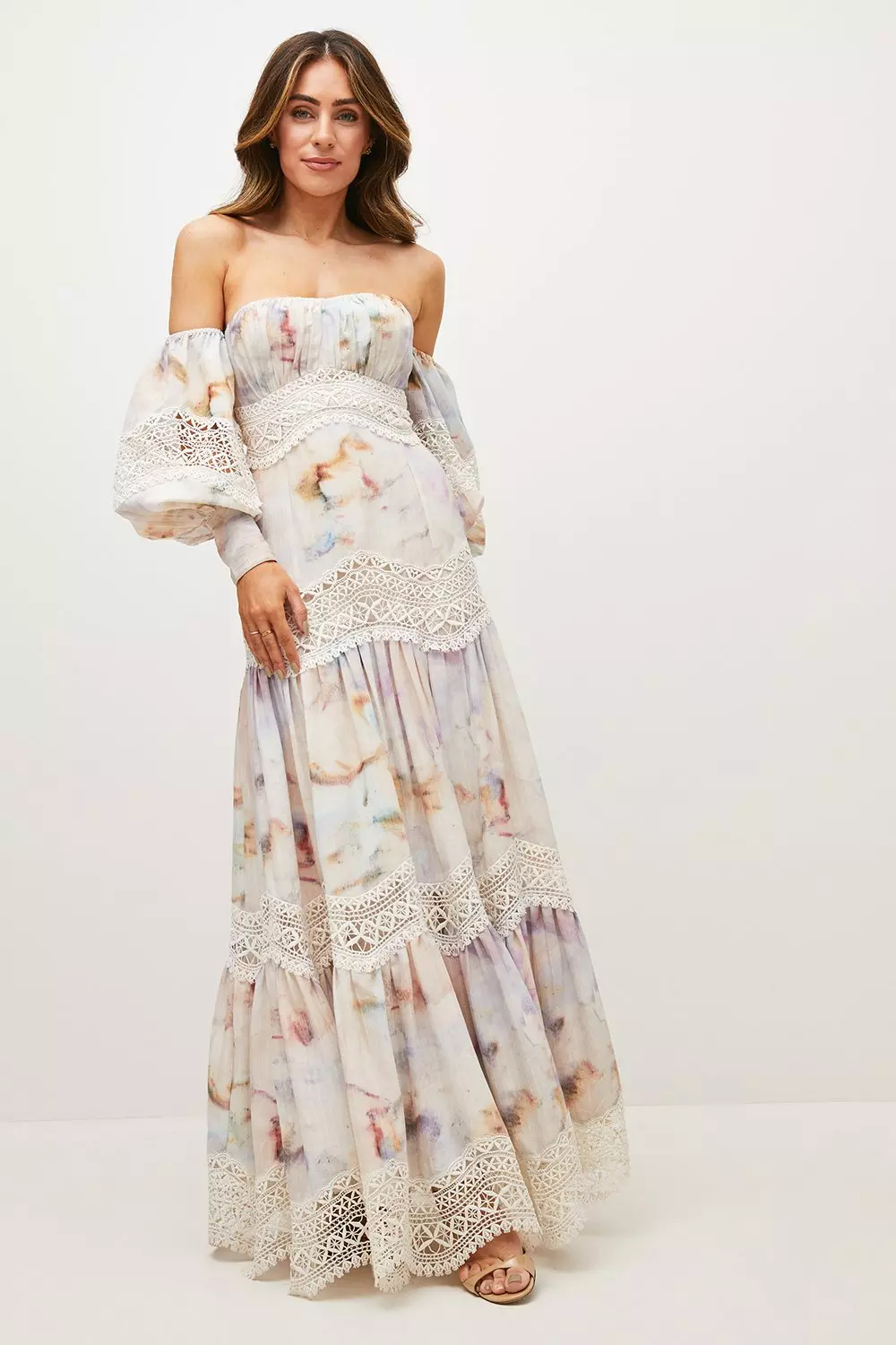 Lydia Millen Lace Trim Floral Maxi Dress | Karen Millen