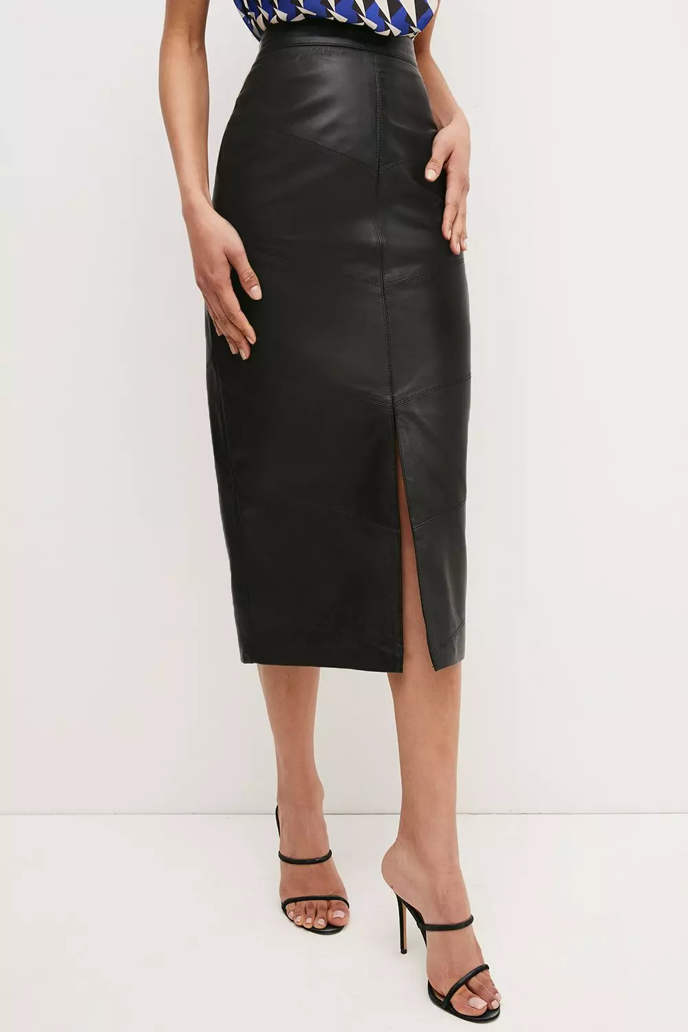 Pinstripe Corset Waist Zip Front Pencil Skirt