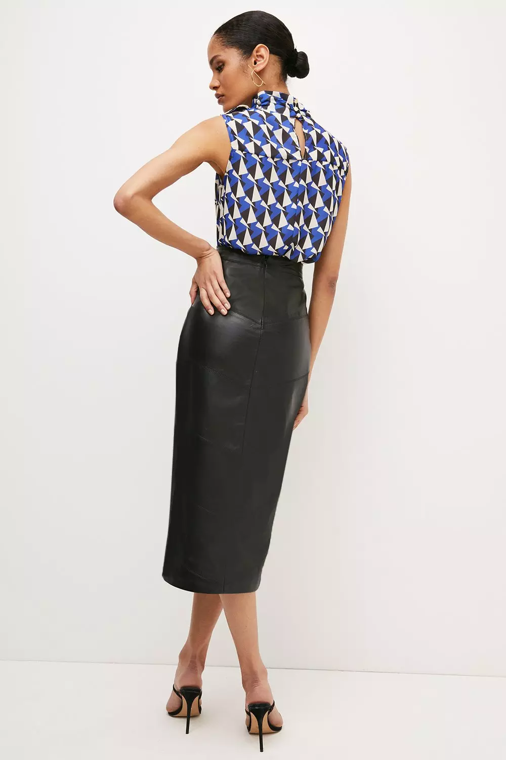 Black leather pencil skirt karen clearance millen