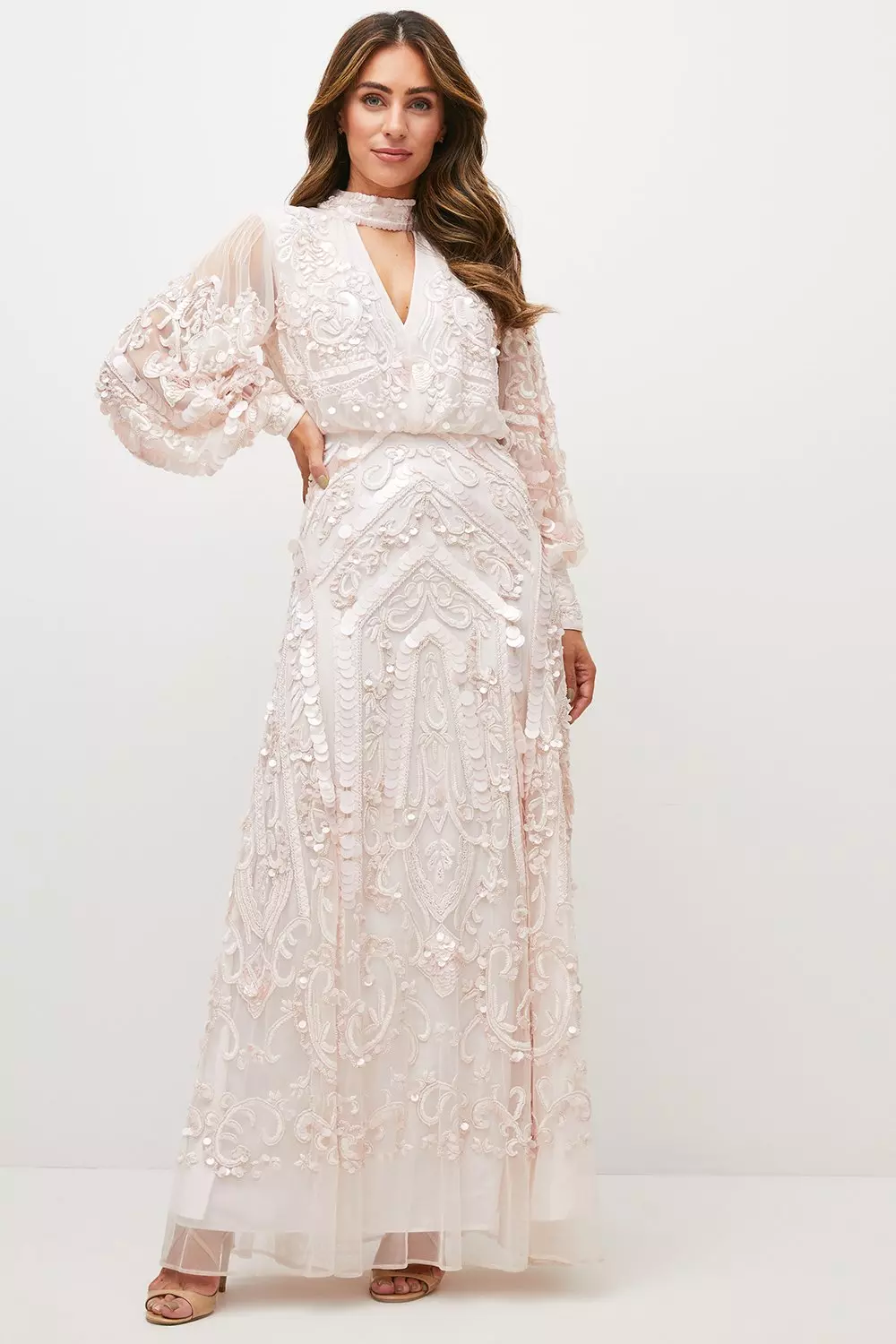 Sequin embroidered 2024 maxi dress