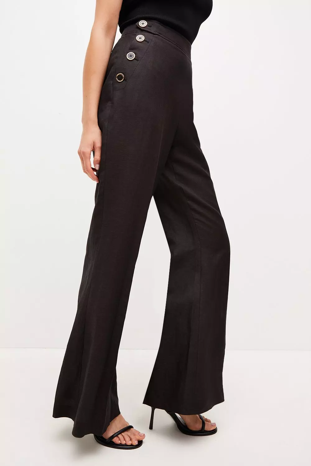 High Rise Linen Blend Pants